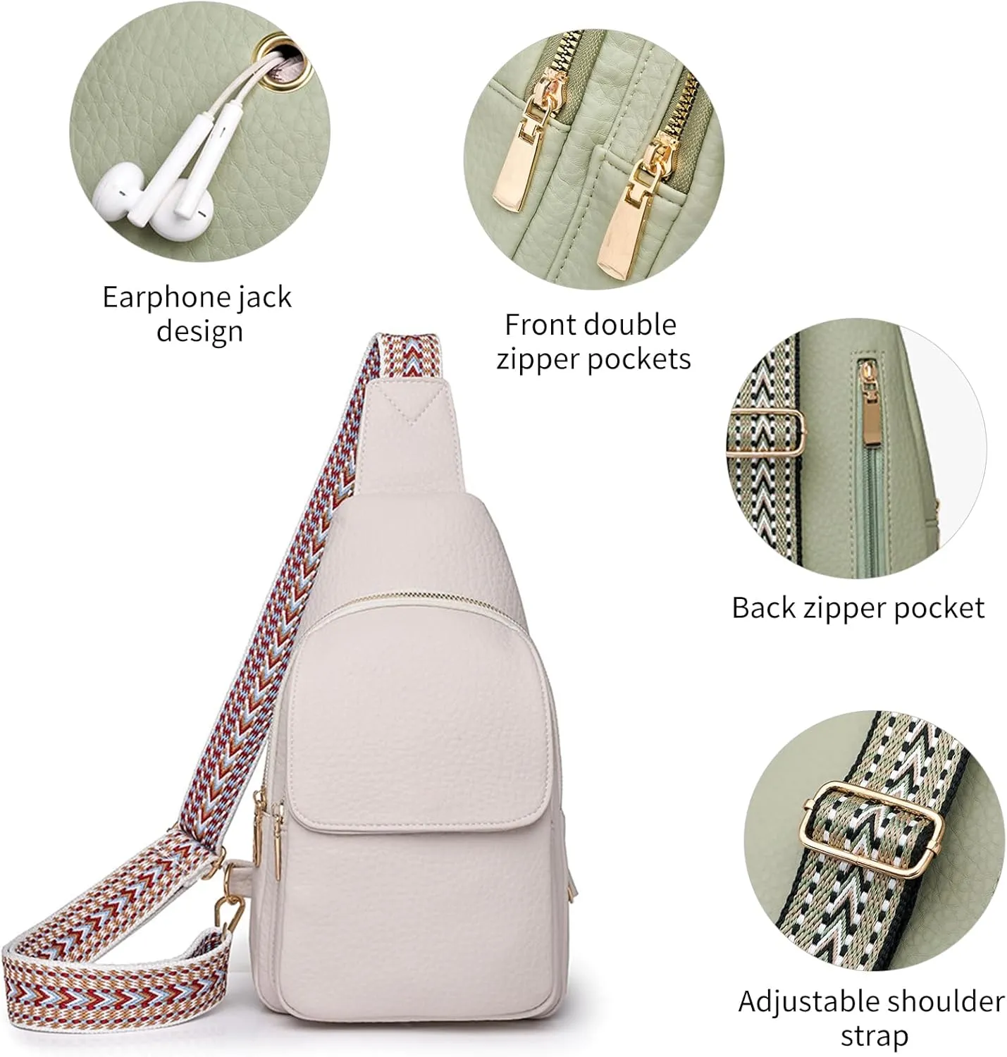 SENDEFN Sling Bag Crossbody Bags for Women Cross Body Purse Leather Fanny Pack Chest Bag for Travel