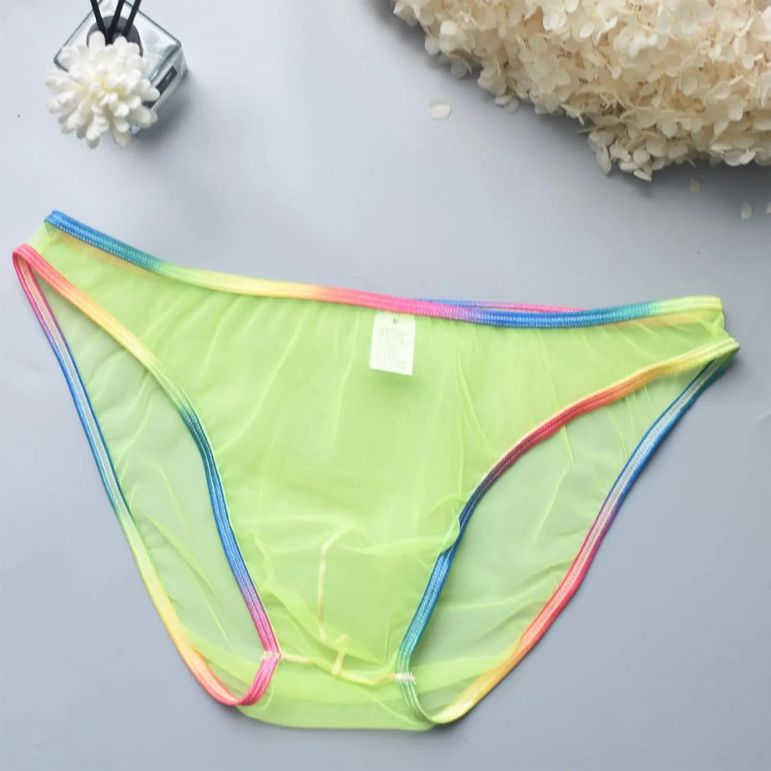 Sexy Men's Brief Mesh See Through Low Rise Underwear U Shaped Pouch Fun Underwear Comfort Breathable Lingeries Panties