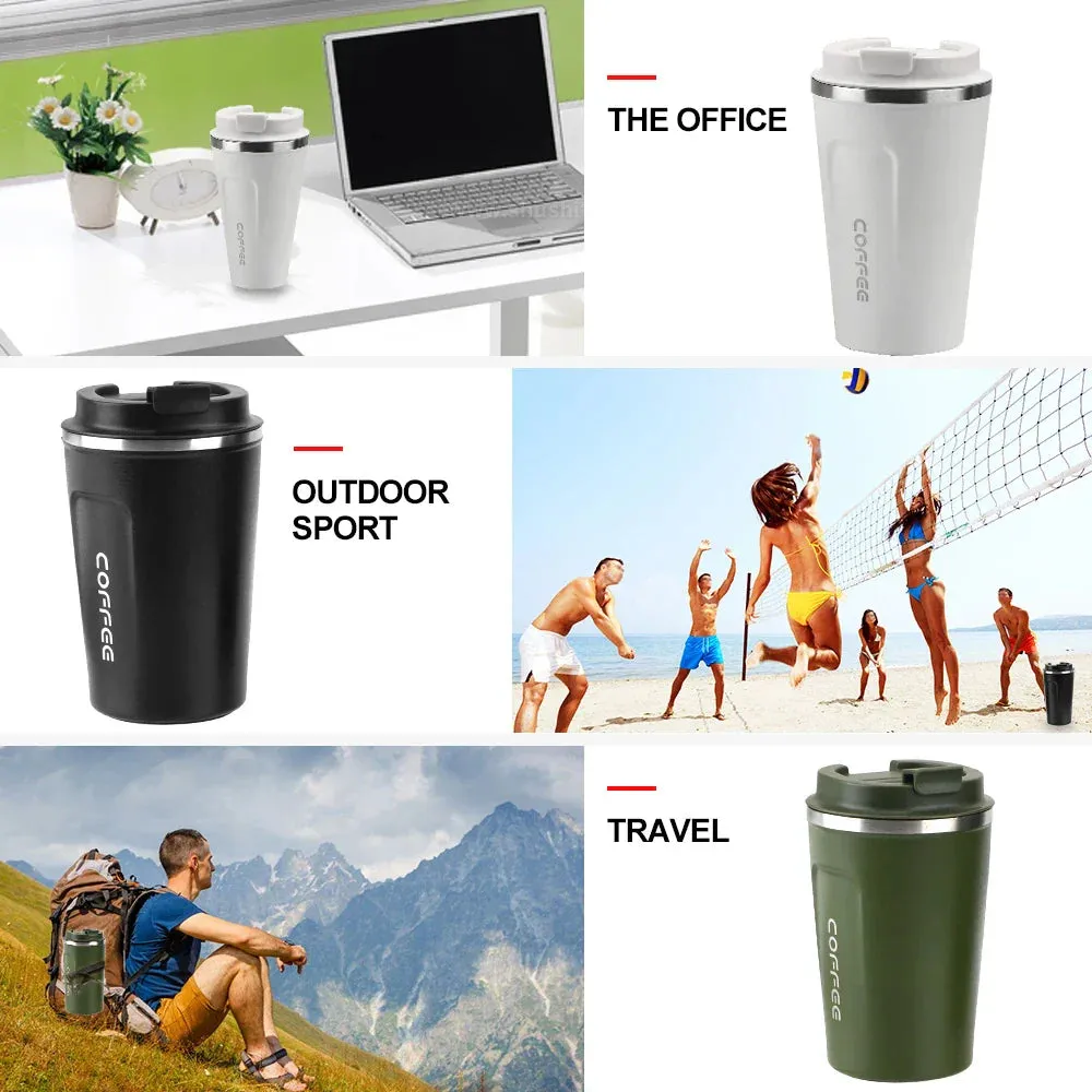SINOTAO  -  1pc 380ml 510ml Coffee Mug for Tea Water Coffee Car Thermos Cup Leak_Proof Travel Thermo Cup Double Stainless Steel Thermo Cafe