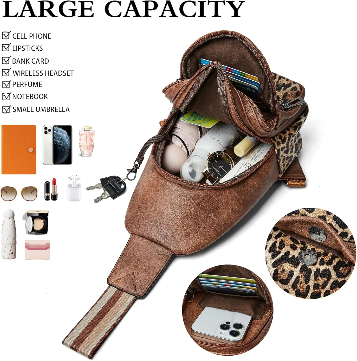 Sling Bag Crossbody Bags for Women Cross Body Fanny Packs Chest Sling Purses for Travel Shopping Leisure Sport