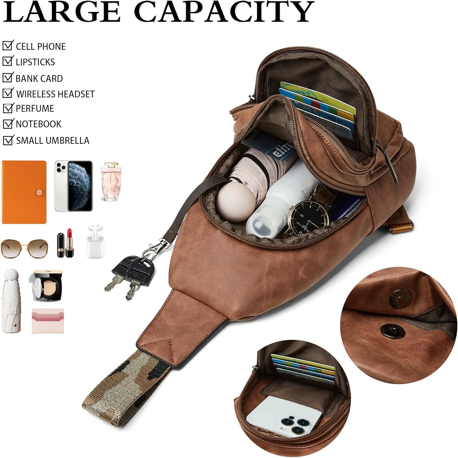 Sling Bag Crossbody Bags for Women Cross Body Fanny Packs Chest Sling Purses for Travel Shopping Leisure Sport