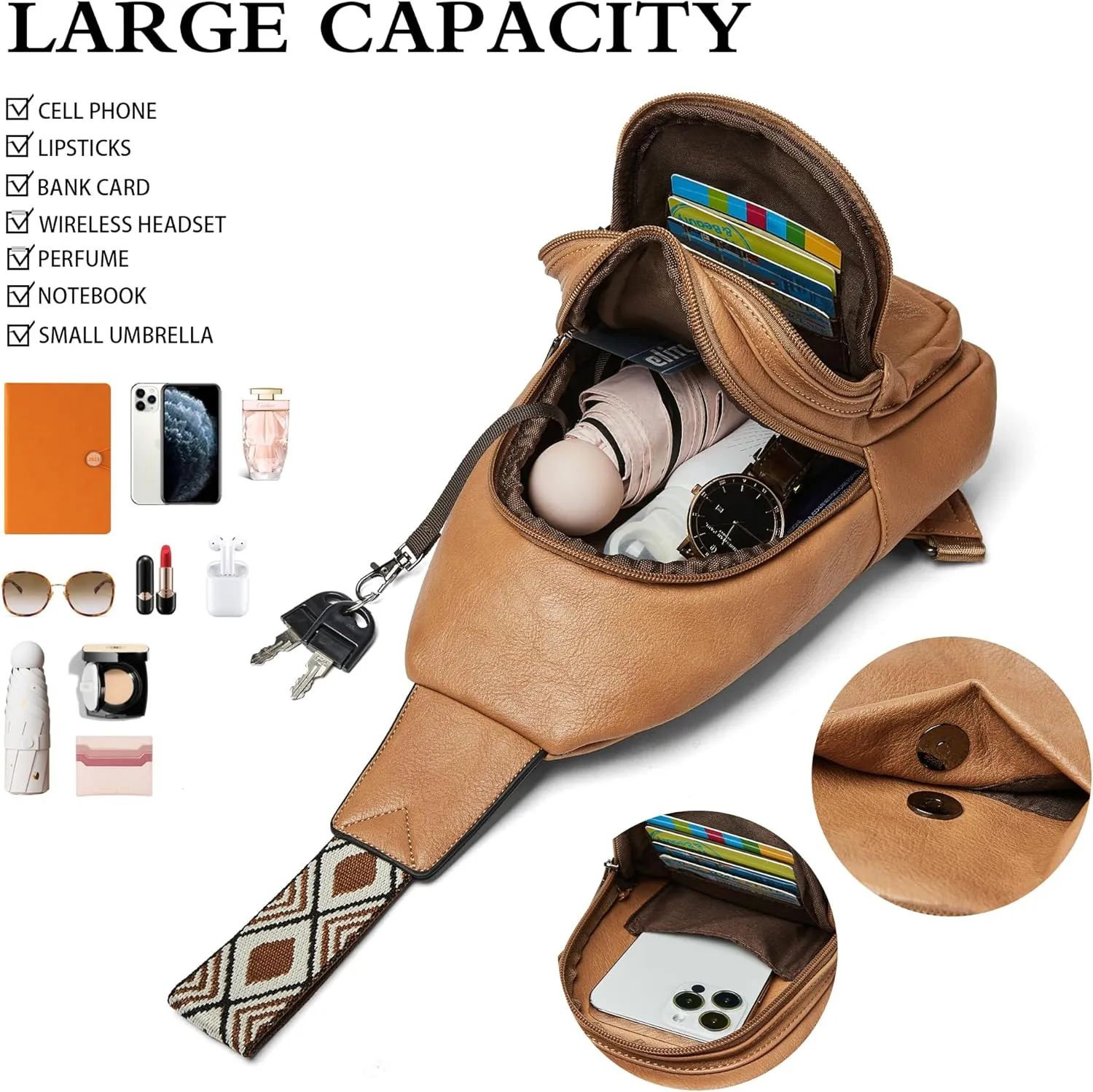 Sling Bag Crossbody Bags for Women Cross Body Fanny Packs Chest Sling Purses for Travel Shopping Leisure Sport