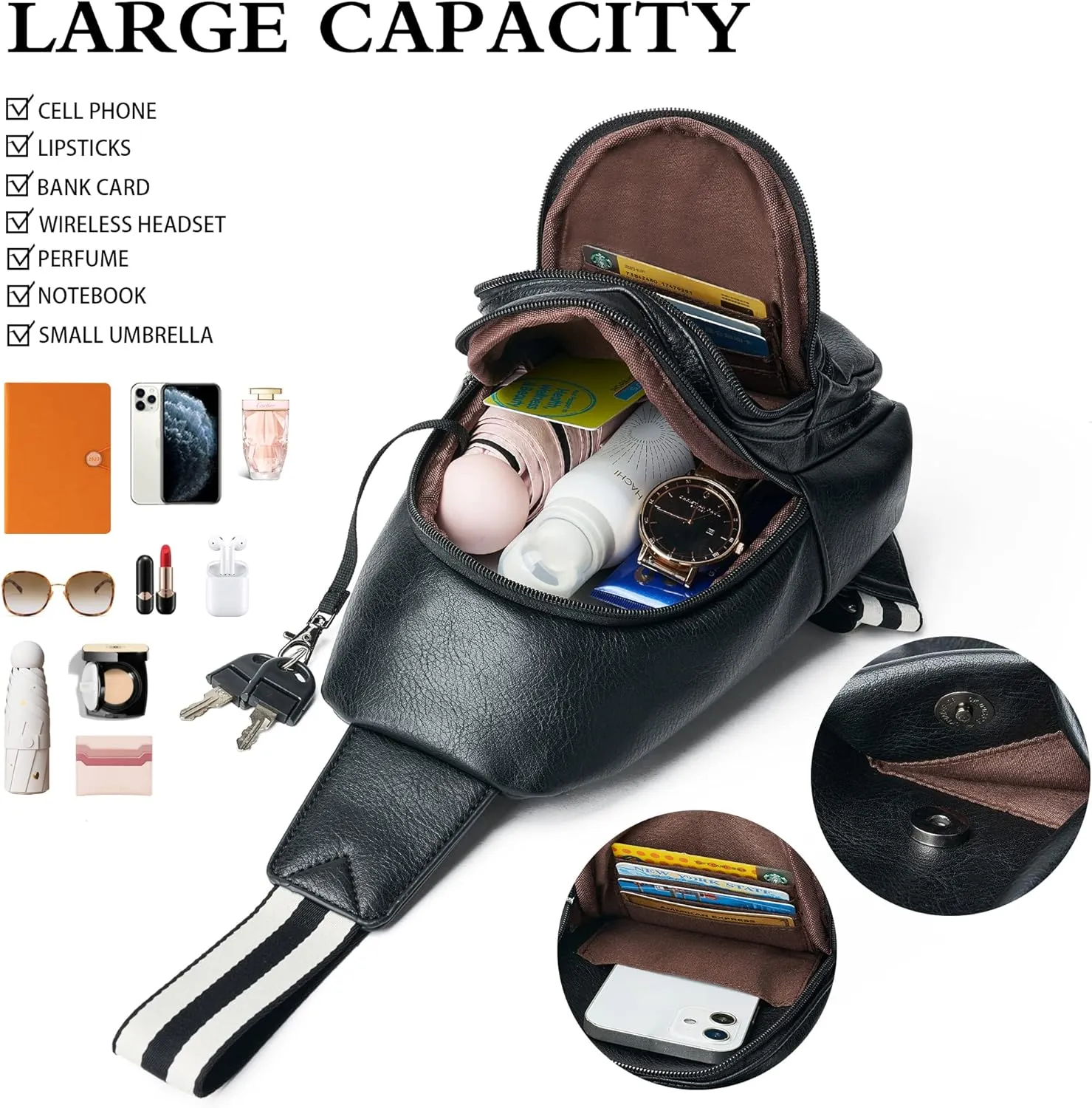 Sling Bag Crossbody Bags for Women Cross Body Fanny Packs Chest Sling Purses for Travel Shopping Leisure Sport