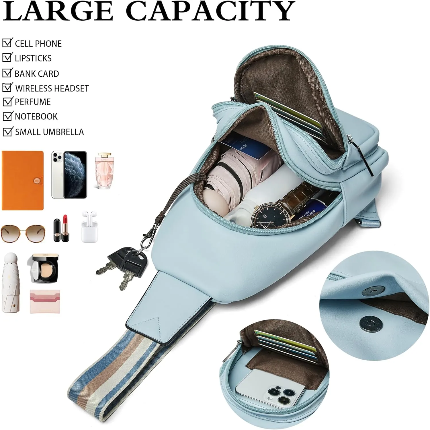 Sling Bag Crossbody Bags for Women Cross Body Fanny Packs Chest Sling Purses for Travel Shopping Leisure Sport