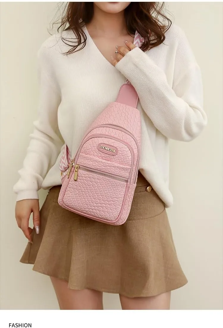 Sling Bag Crossbody Bags for Women, Fanny Packs for Women Chest Bag for Work Shopping Pack Crossbody Purse  (A-Brown Sling Bag) (Pink)