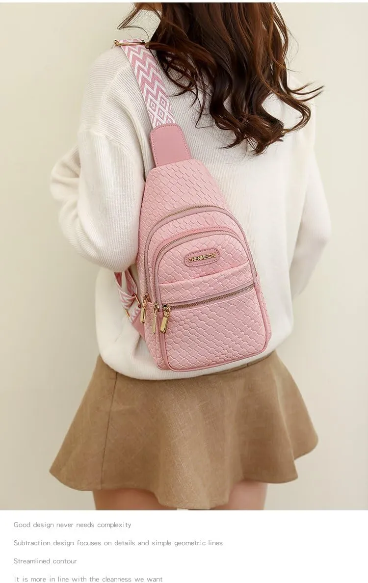 Sling Bag Crossbody Bags for Women, Fanny Packs for Women Chest Bag for Work Shopping Pack Crossbody Purse  (A-Brown Sling Bag) (Pink)