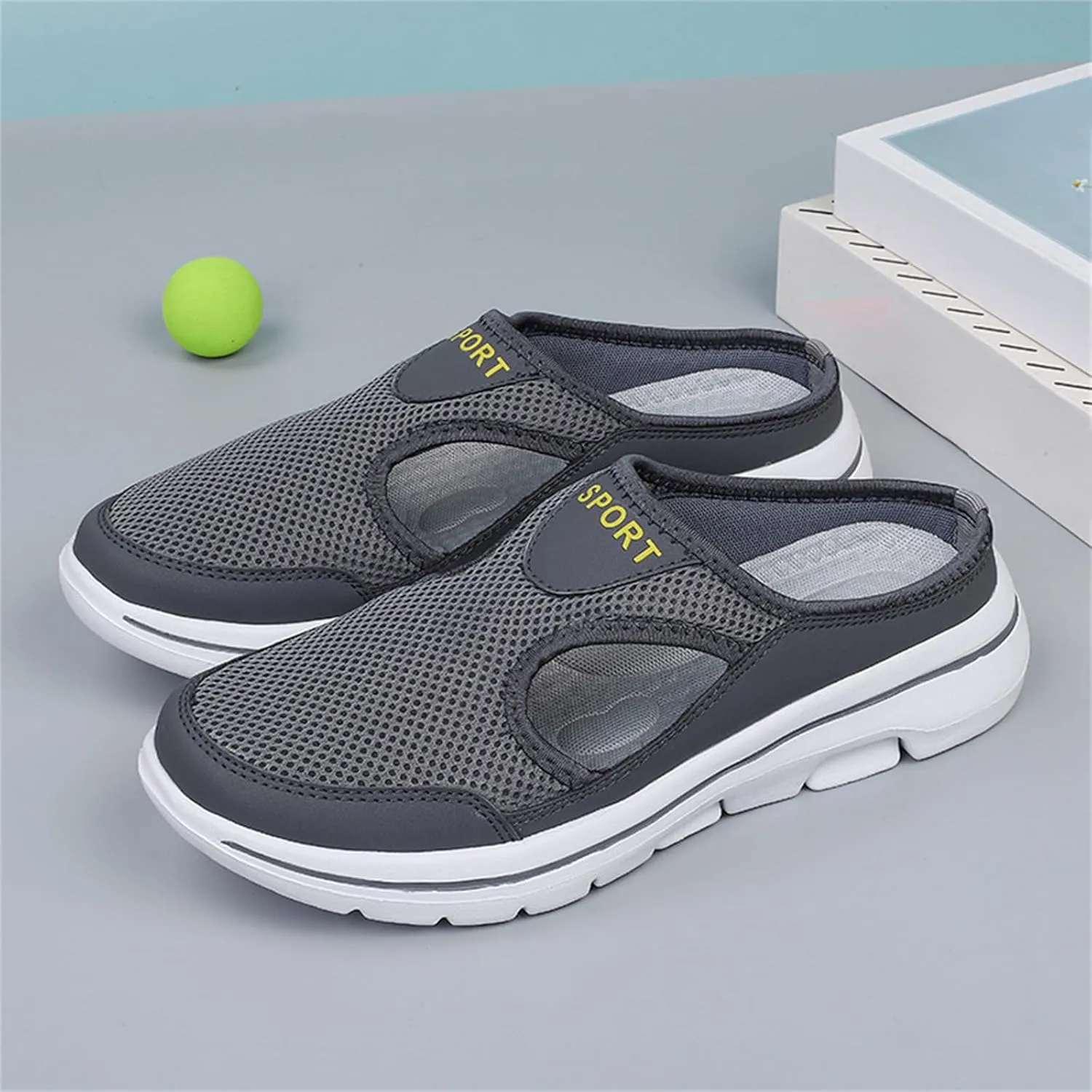 Slip On Mules for Women Summer Arch Support Orthopedic Sandal Mesh Hollow Out Breathable Comfort Sports Sandals Closed Toe Slippers Slip-On Walking Shoes Outdoor Casual Non Slip Sandals