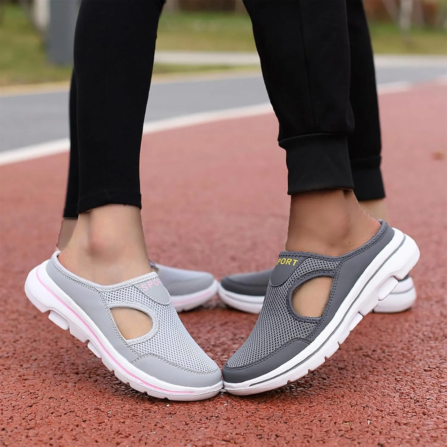 Slip On Mules for Women Summer Arch Support Orthopedic Sandal Mesh Hollow Out Breathable Comfort Sports Sandals Closed Toe Slippers Slip-On Walking Shoes Outdoor Casual Non Slip Sandals