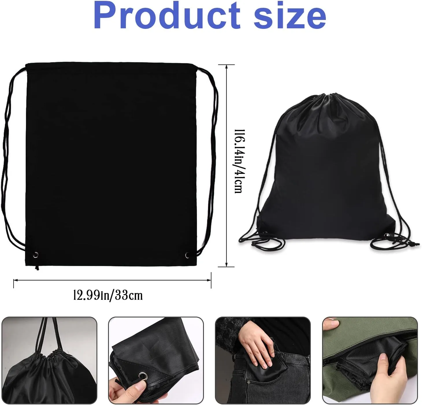 Sliverdew 2 Pcs Black Drawstring Backpack Bags Sports Cinch Sack String Bags Drawstring Gym Bag Draw String Backpack Bulk Swimming String Bags