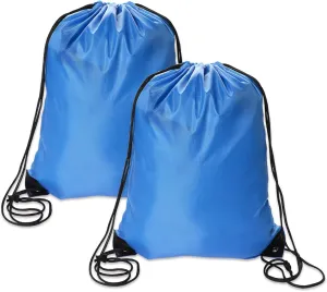Sliverdew 2 Pcs Blue Drawstring Backpack Bags Sports Cinch Sack String Bags Drawstring Gym Bag Draw String Backpack Bulk Swimming String PE Bags