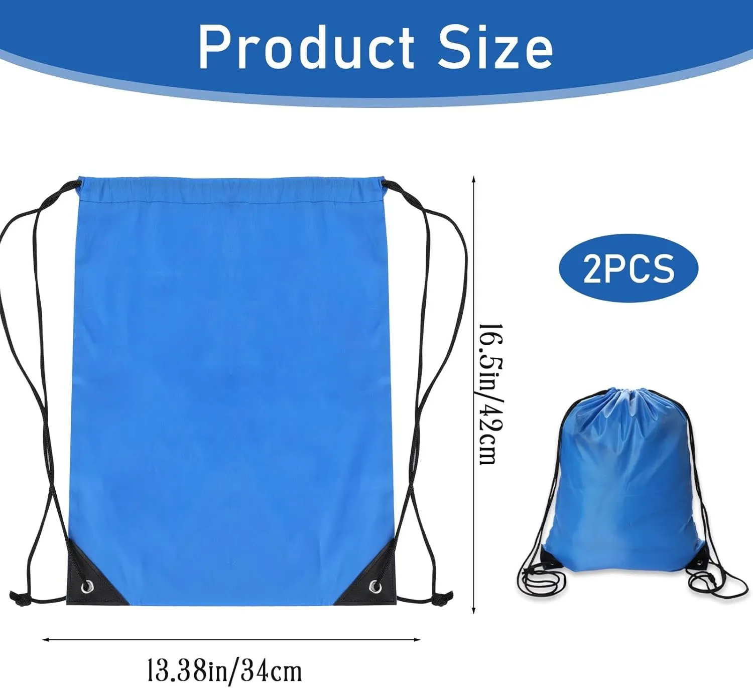 Sliverdew 2 Pcs Blue Drawstring Backpack Bags Sports Cinch Sack String Bags Drawstring Gym Bag Draw String Backpack Bulk Swimming String PE Bags