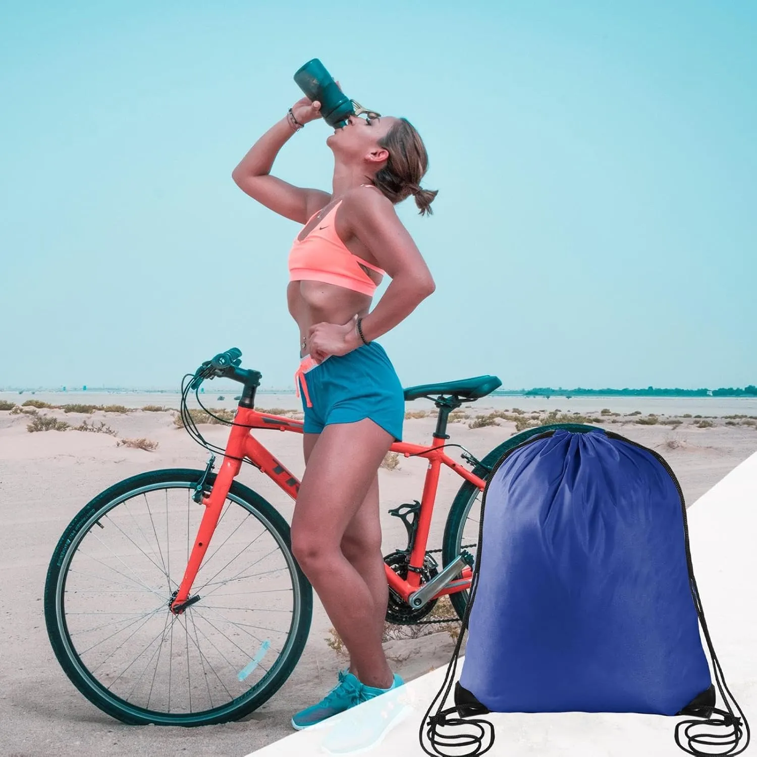 Sliverdew 2 Pcs Drawstring Backpack Bags Sports Cinch Sack String Bags Black Dark Blue Drawstring Gym Bag Draw String Backpack Bulk Swimming String Bags