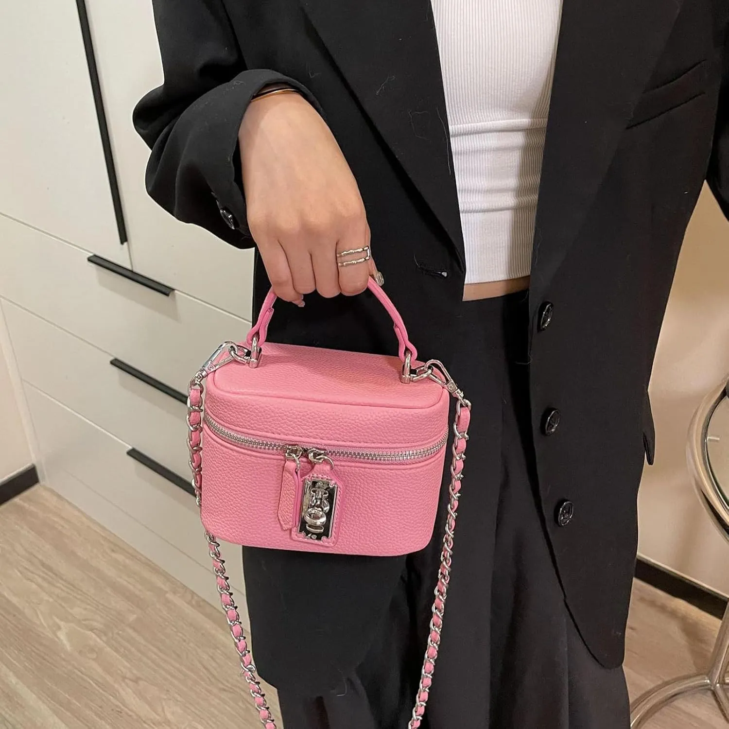 Small Bucket Bags for Women Vintage Crossbody Handbags Shoulder Bag Mini Square Box Trendy Women's Handbags