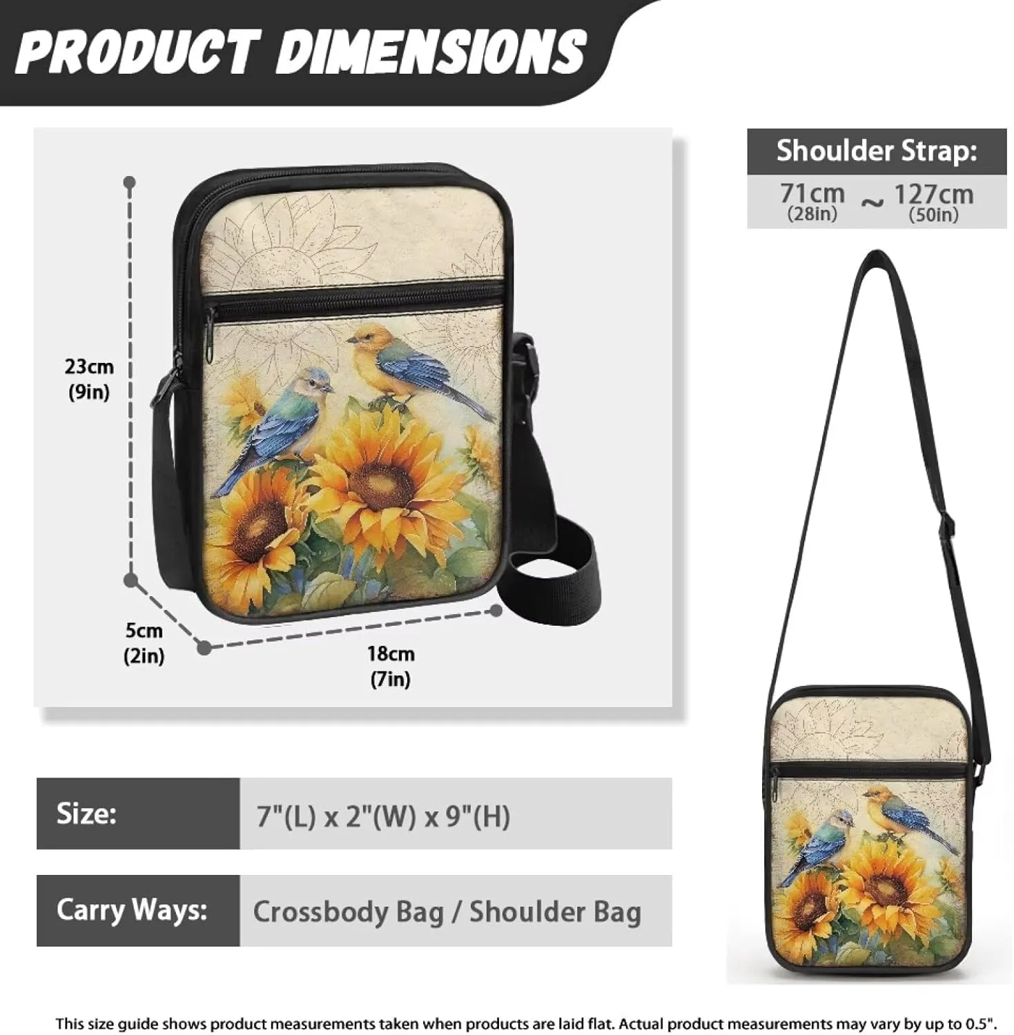 Small Messenger Bag for Women  Men Mini Adjustable Crossbody Shoulder Bag with Zipper Portable Travel Cute Purse