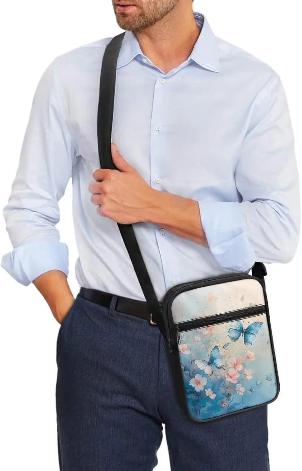 Small Messenger Shoulder Bag Mini Crossbody Bag for Women Men Light Zipper Pocket Travel Bag with Adjustable Strap
