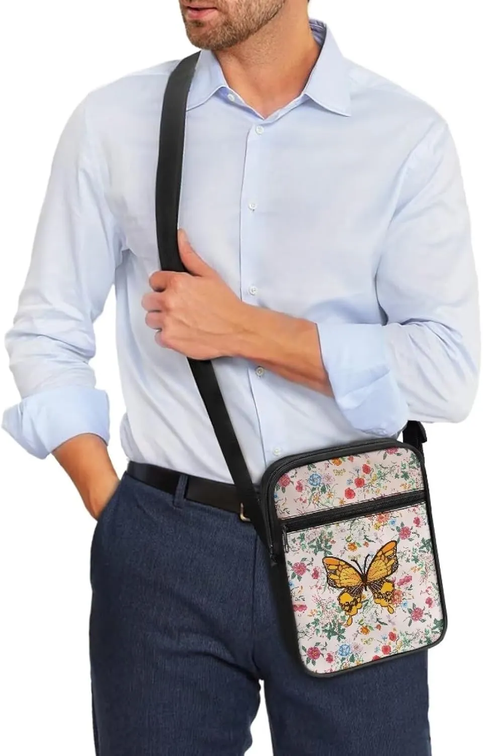Small Messenger Shoulder Bag Mini Crossbody Bag for Women Men Light Zipper Pocket Travel Bag with Adjustable Strap