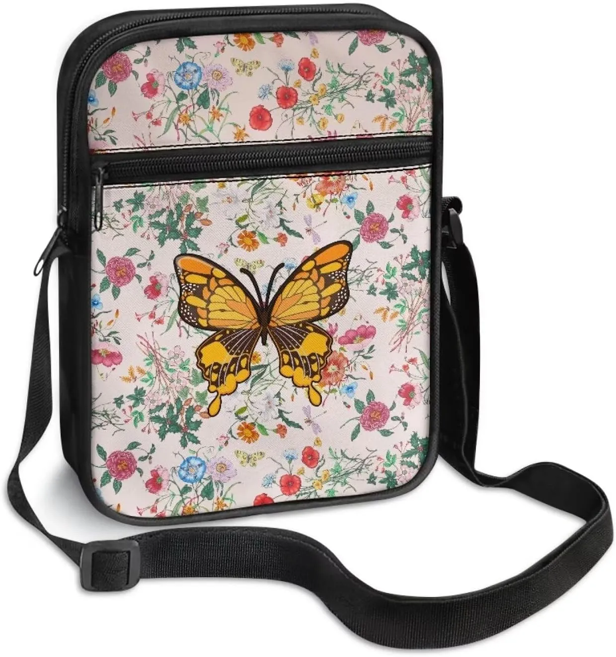 Small Messenger Shoulder Bag Mini Crossbody Bag for Women Men Light Zipper Pocket Travel Bag with Adjustable Strap