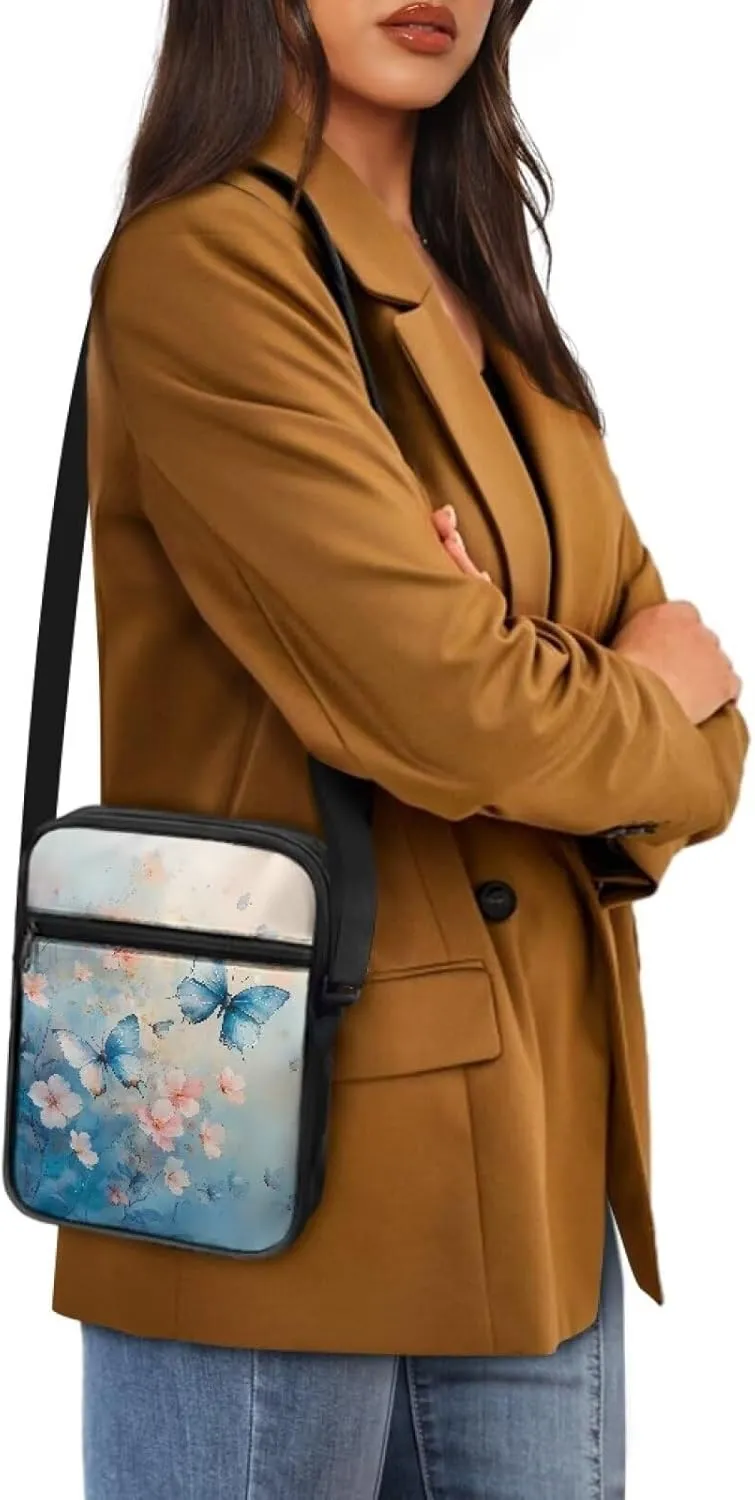 Small Messenger Shoulder Bag Mini Crossbody Bag for Women Men Light Zipper Pocket Travel Bag with Adjustable Strap