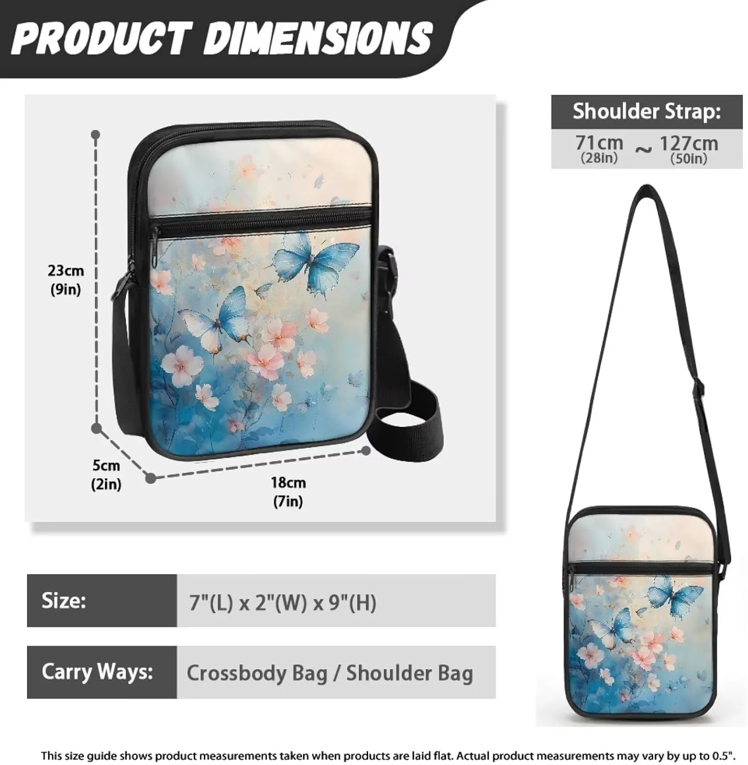 Small Messenger Shoulder Bag Mini Crossbody Bag for Women Men Light Zipper Pocket Travel Bag with Adjustable Strap