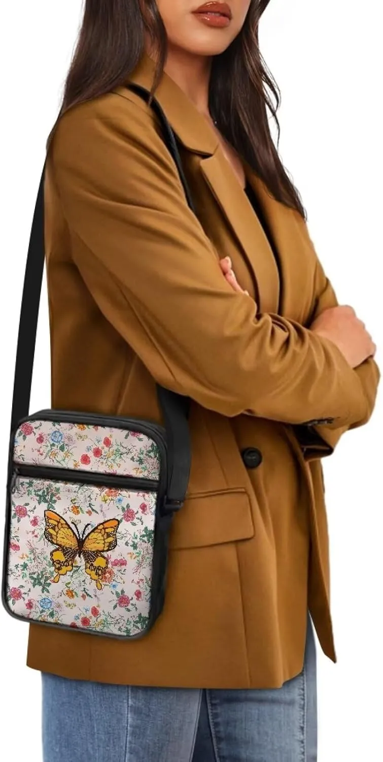 Small Messenger Shoulder Bag Mini Crossbody Bag for Women Men Light Zipper Pocket Travel Bag with Adjustable Strap