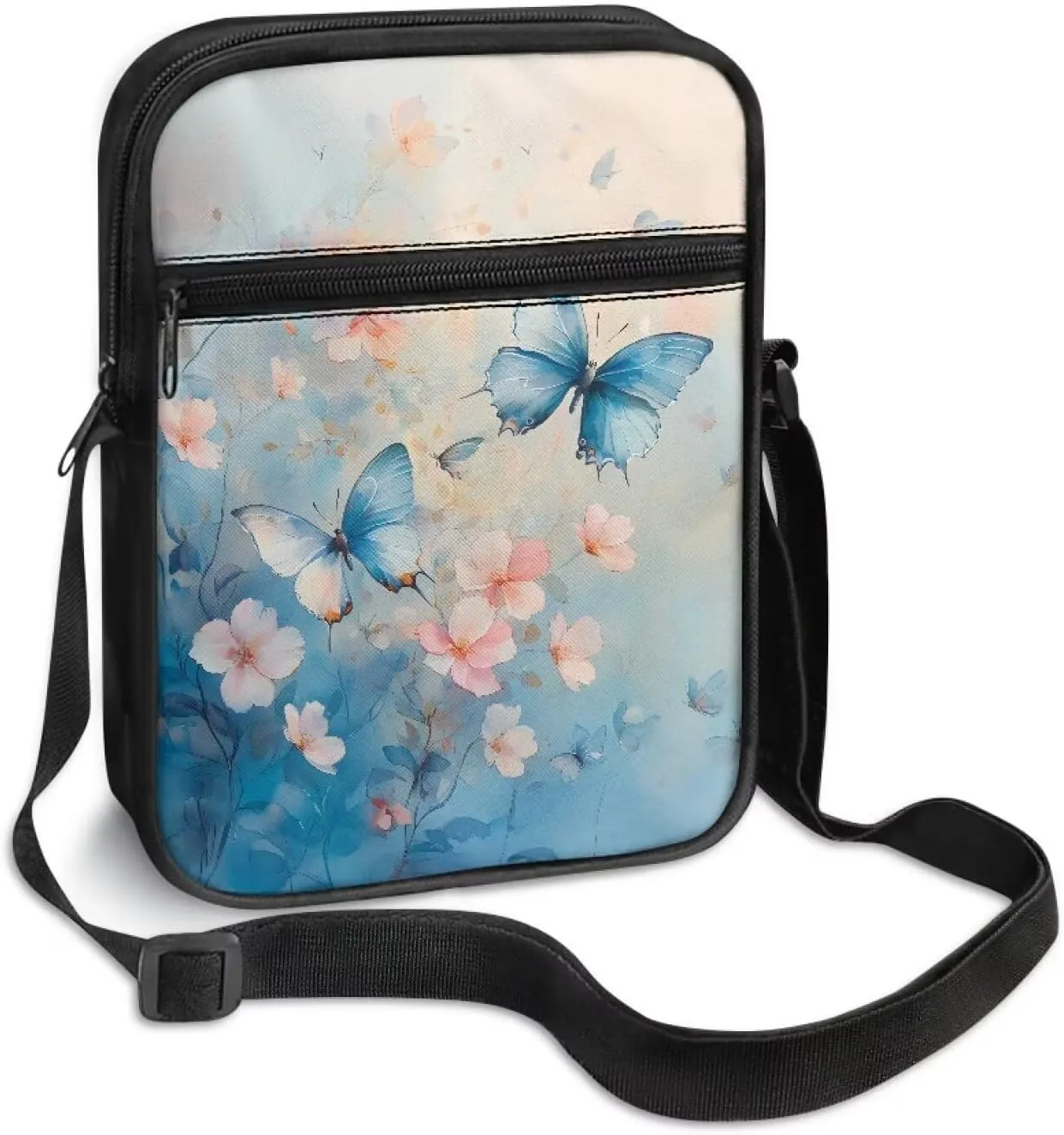 Small Messenger Shoulder Bag Mini Crossbody Bag for Women Men Light Zipper Pocket Travel Bag with Adjustable Strap