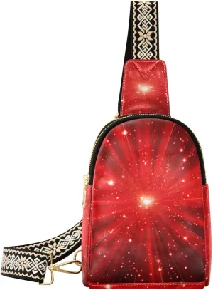 Small Sling Bag for Women,Christmas Xmas PU Leather Crossbody Bags Chest Bag,Fashion Waist Packs with Adjustable Strap Hiking Traveling,A111557