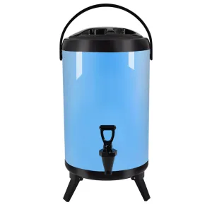 SOGA 8L Stainless Steel Insulated Milk Tea Barrel Hot and Cold Beverage Dispenser Container with Faucet Blue