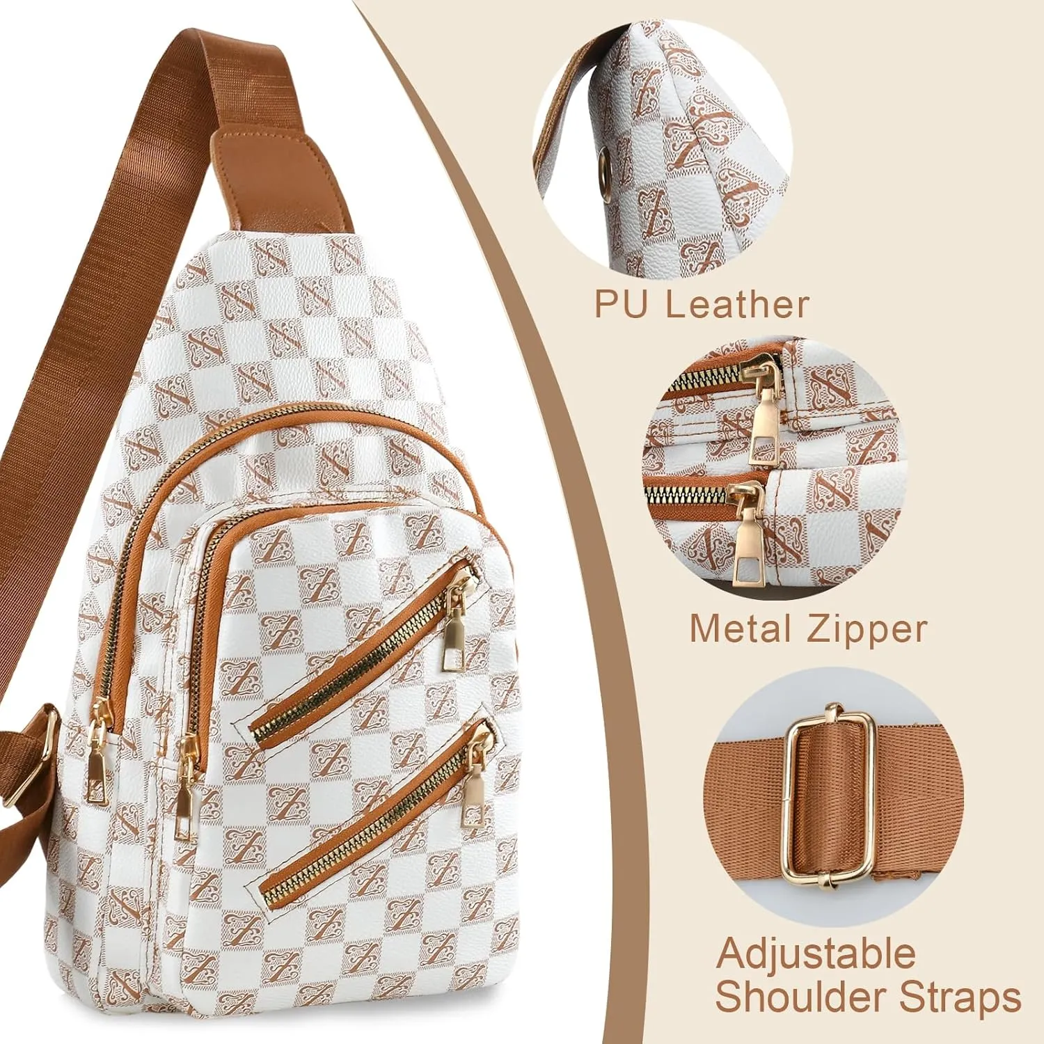 Sorexuber Sling Bag for Women Men Leather Crossbody Bags Fanny Pack Chest Bag for Travel Anti Theft,Crossbody Bag for Women