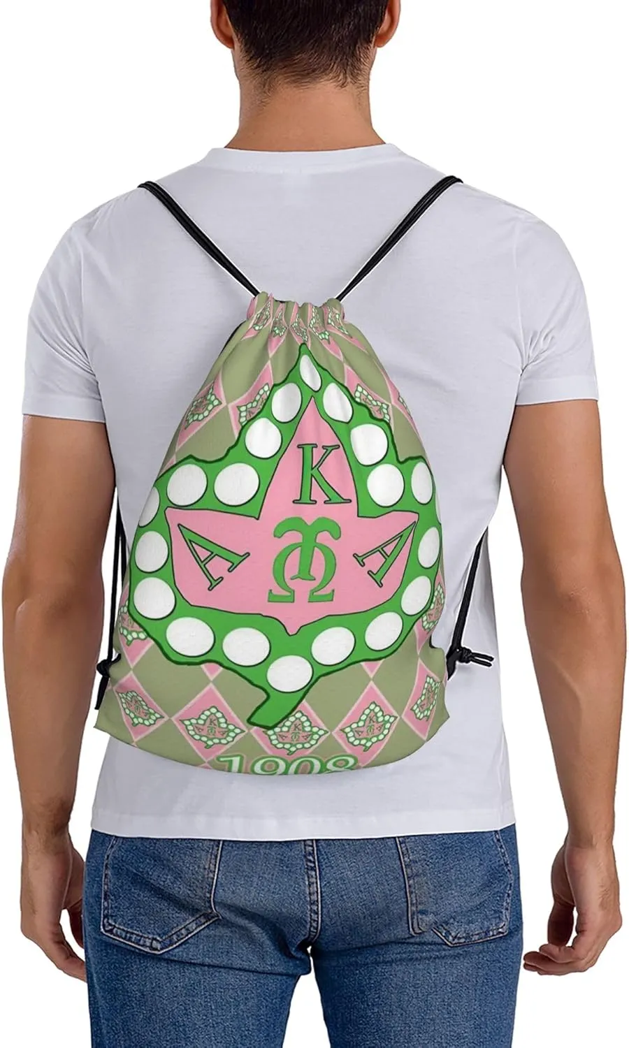 Sorority Multifunctional Drawstring Bags Backpack Large Sport Gym Travel Backpack for Men Women Hiking Daypack, Style-4