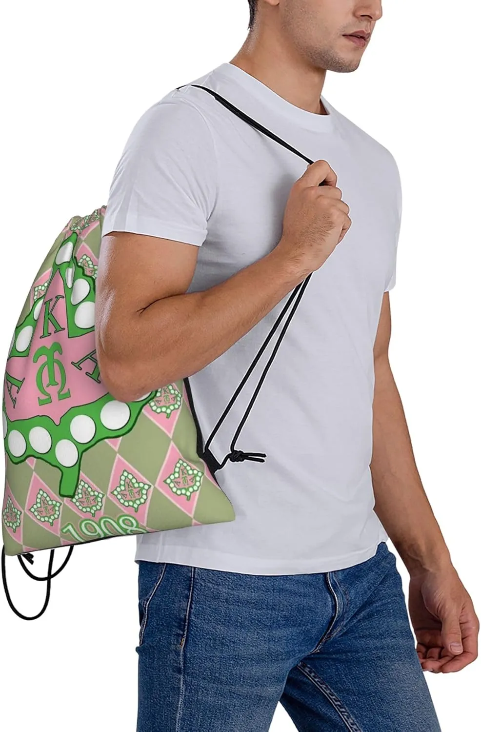Sorority Multifunctional Drawstring Bags Backpack Large Sport Gym Travel Backpack for Men Women Hiking Daypack, Style-4