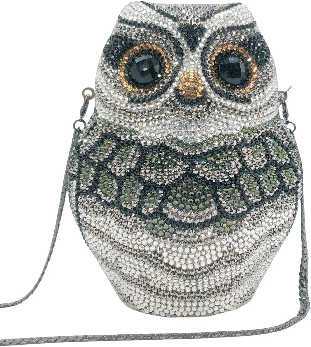 Sparkly Rhinestone Owl Evening Purses Luxury Crystal Animal Clutch Cute Unique Diamond Wedding Party Handbag for Prom