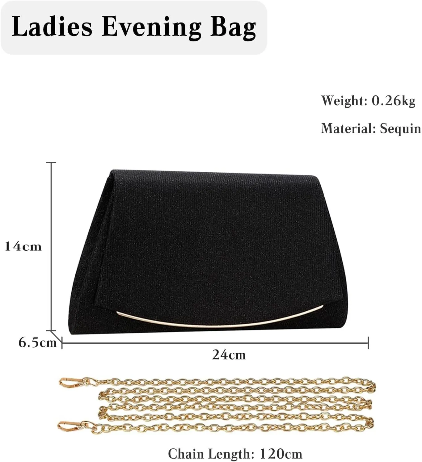 Sparkly Shoulder Women Sequins Clutch Glitter Evening Shiny Handbag with Detachable Chain Bridal Wedding Purse