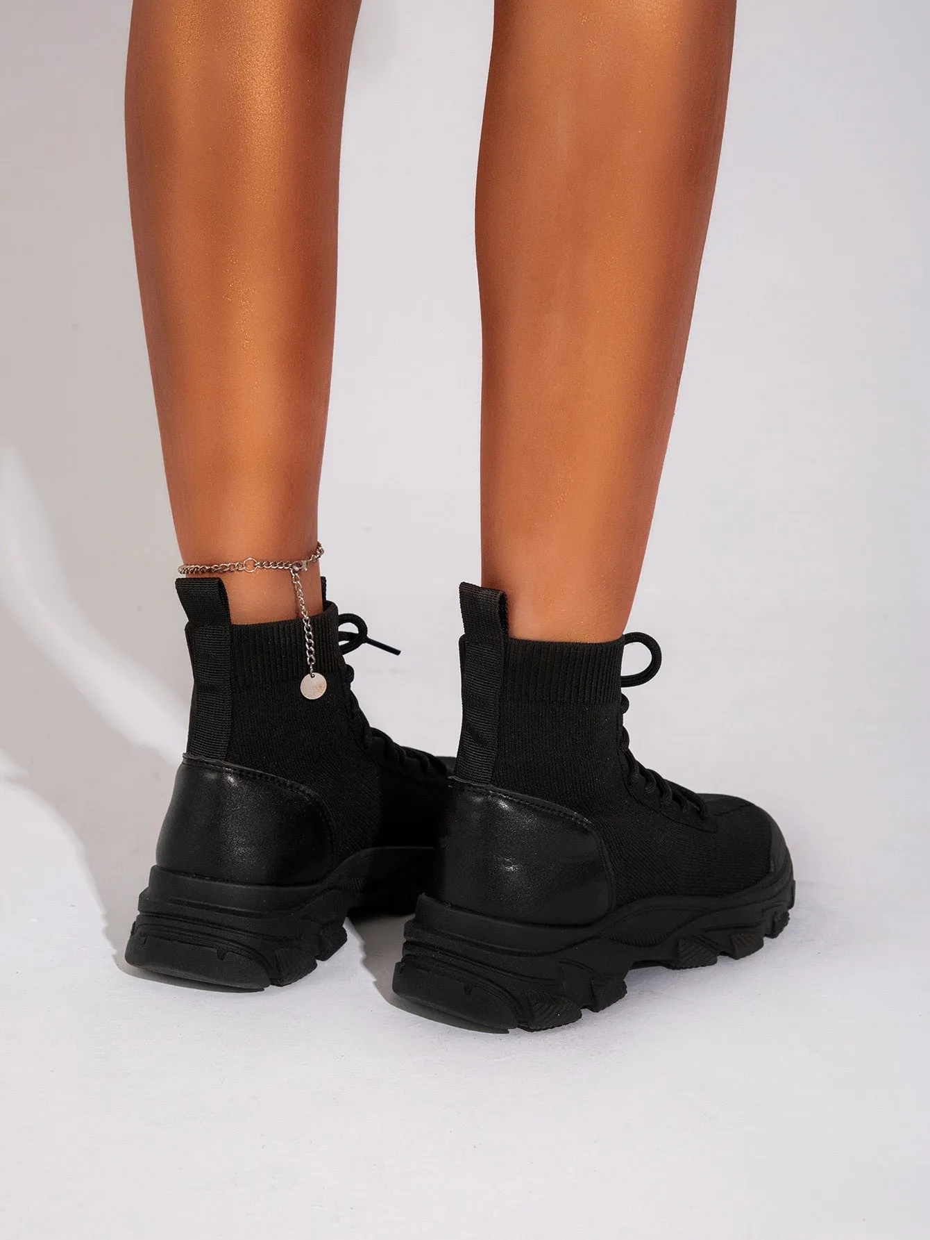 Splicing Design Lace Up Front Boots