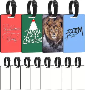 Sublimation Blanks Luggage Tags 12Pcs White Blank Travel Bag Baggage Tags with Straps Double-Sided MDF Unique Personalized Luggage Identifiers for Suitcases DIY Gifts for Christmas Thanksgiving