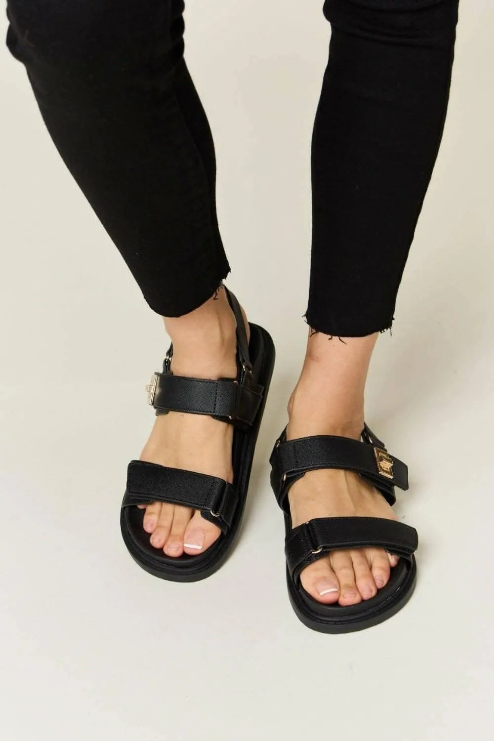 Summer Vibes Velcro Strappy Sandals by WILD DIVA