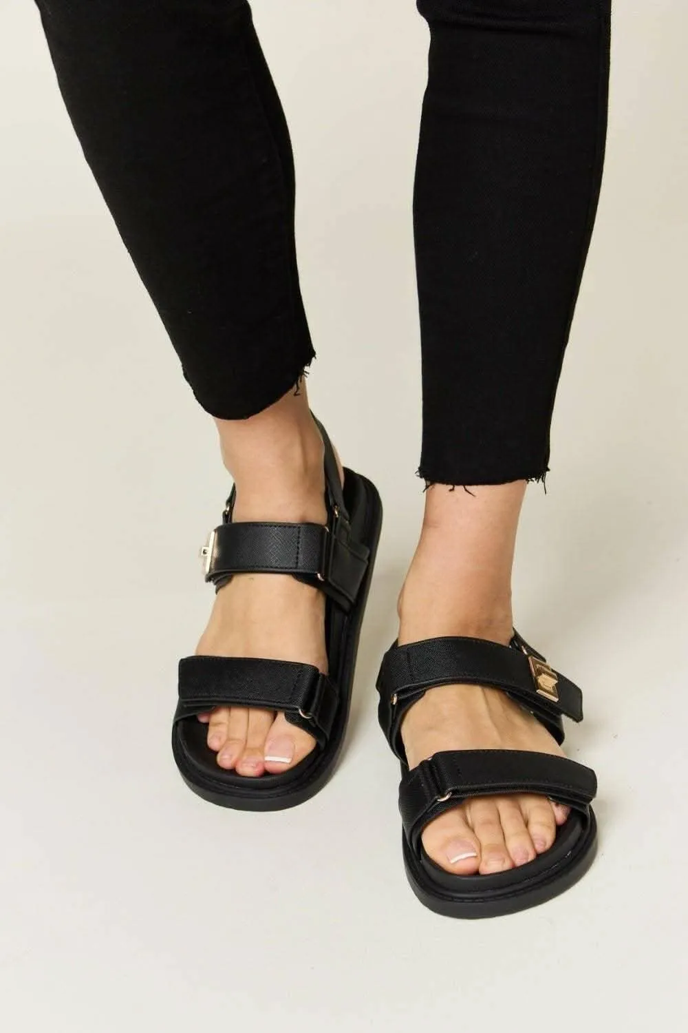 Summer Vibes Velcro Strappy Sandals by WILD DIVA