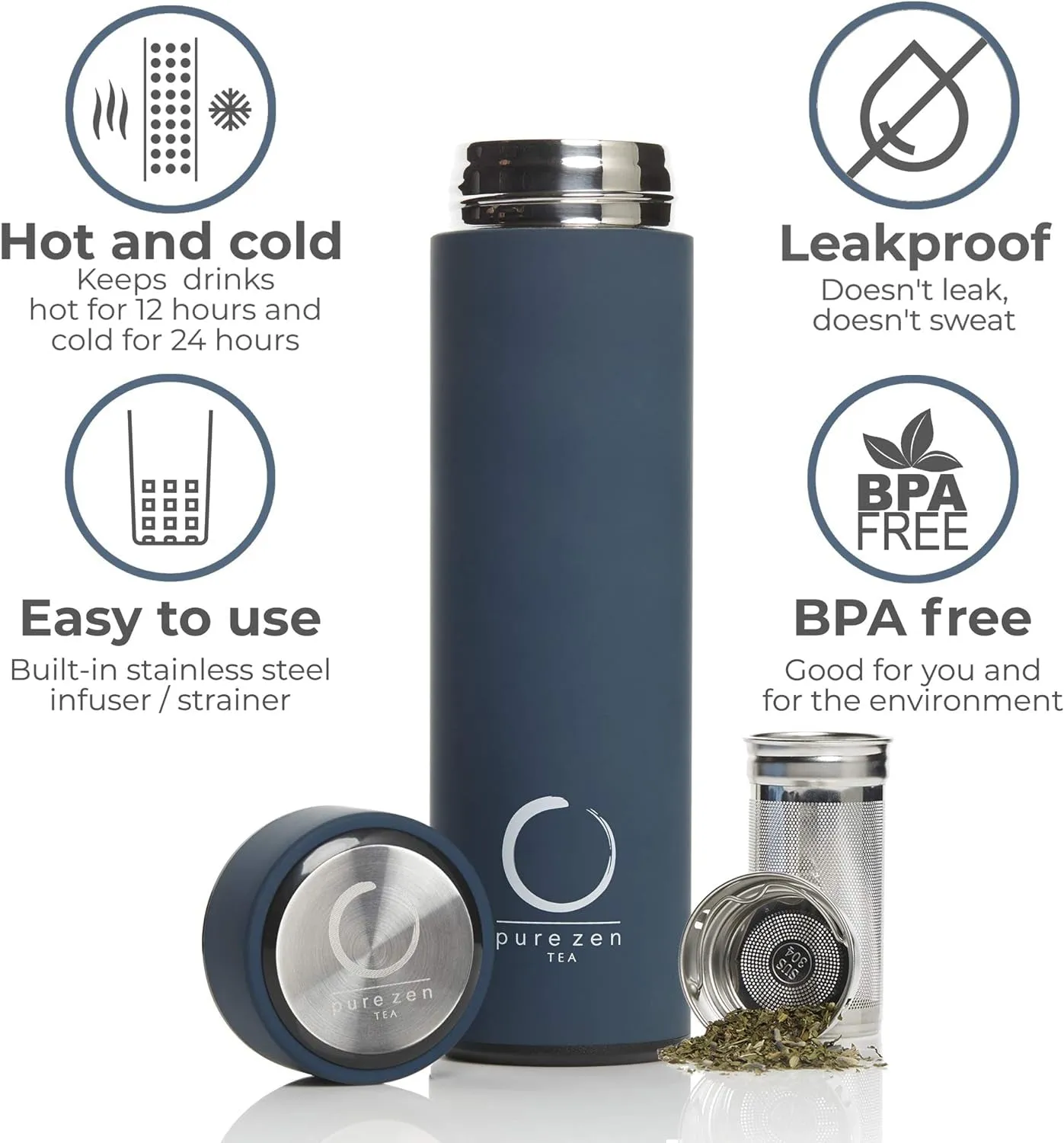 Thermos with Infuser for Tea, Coffee and Fruit-Infused Water