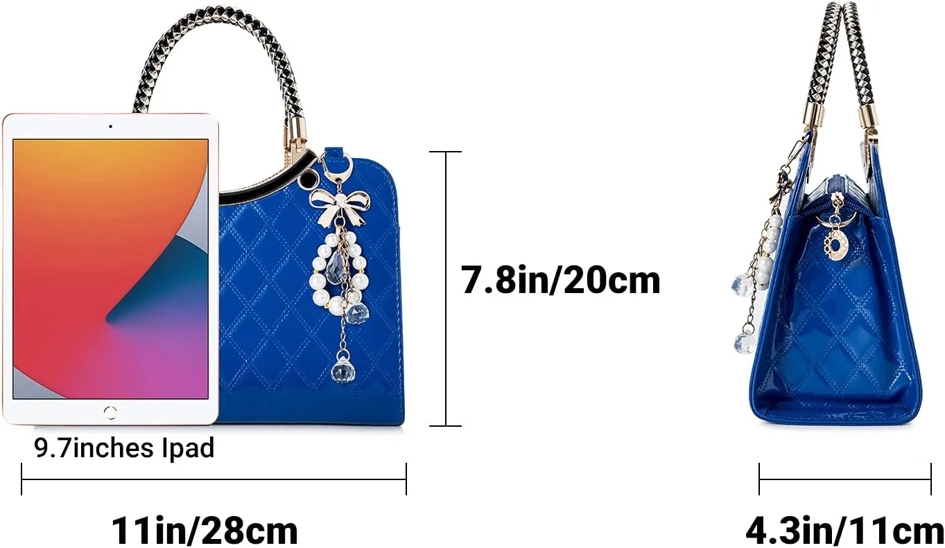 TIBES Shiny Patent Leather Women Purses Satchel Handbags Ladies Fashion Top Handle Handbags Crossbody Shoulder Bags