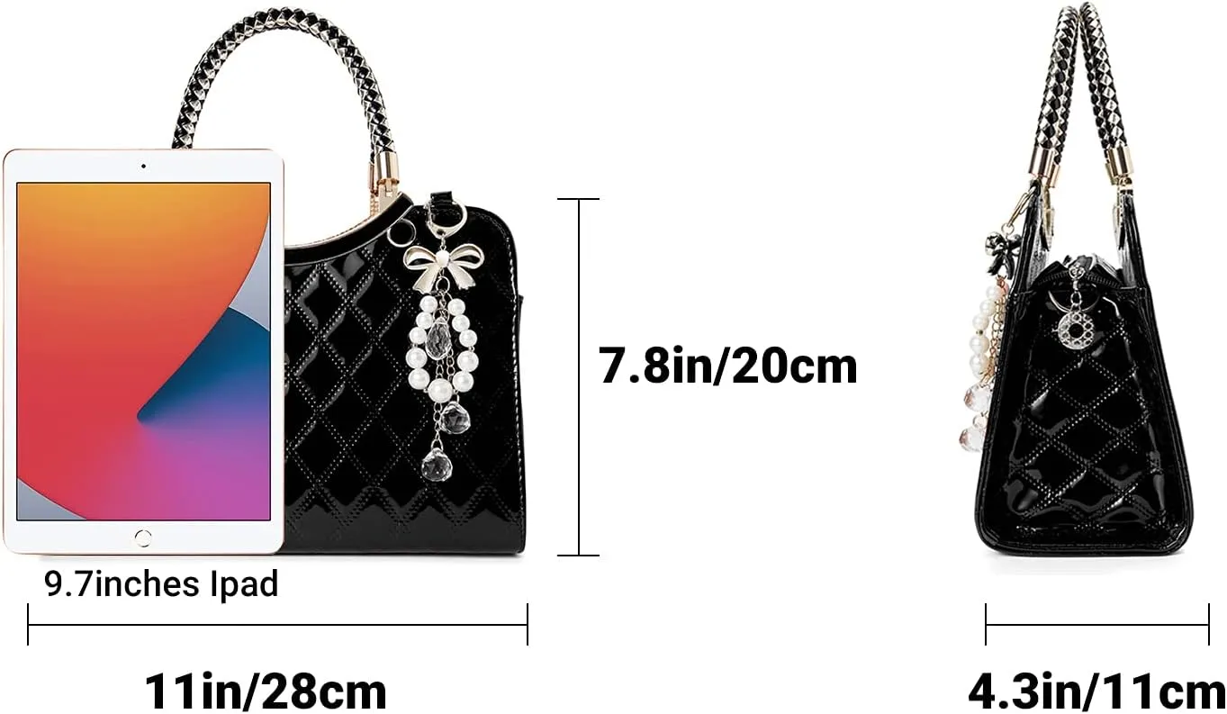 TIBES Shiny Patent Leather Women Purses Satchel Handbags Ladies Fashion Top Handle Handbags Crossbody Shoulder Bags