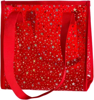 Transparent Tote Bag with Stars Pattern Print, Large Capacity Shopping Bag, Reusable Bag 10 x 9.83.9 inches