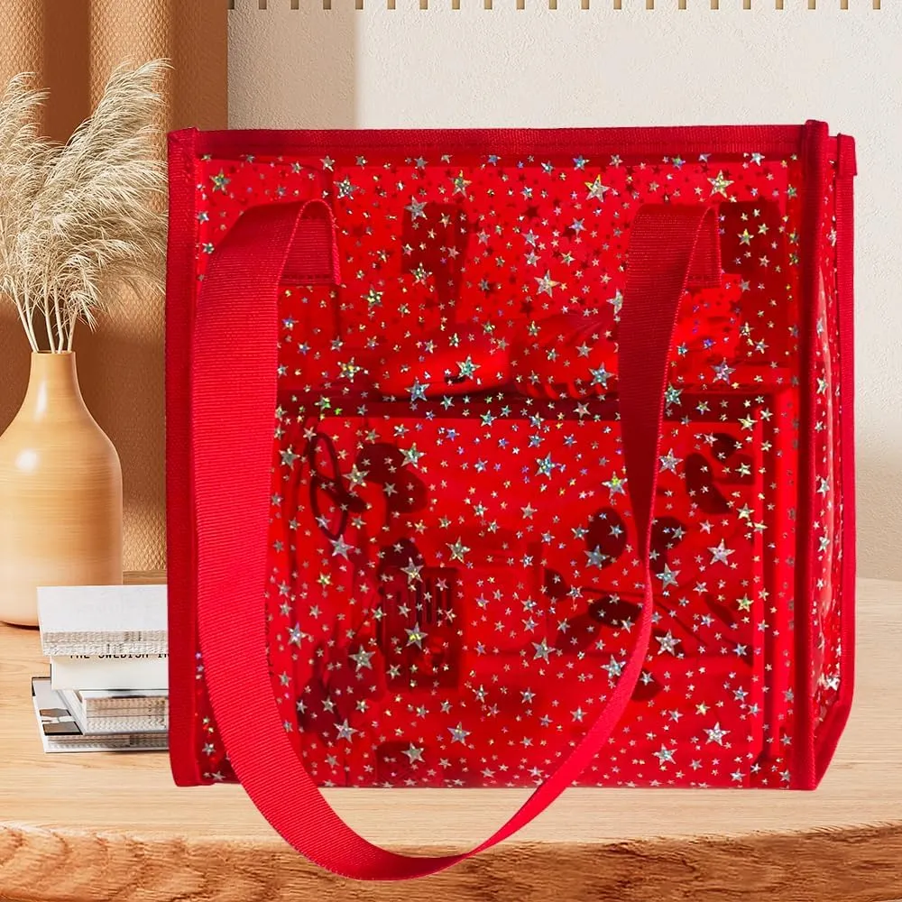 Transparent Tote Bag with Stars Pattern Print, Large Capacity Shopping Bag, Reusable Bag 10 x 9.83.9 inches