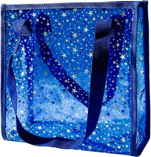 Transparent Tote Bag with Stars Pattern Print, Large Capacity Shopping Bag, Reusable Bag 10 x 9.83.9 inches