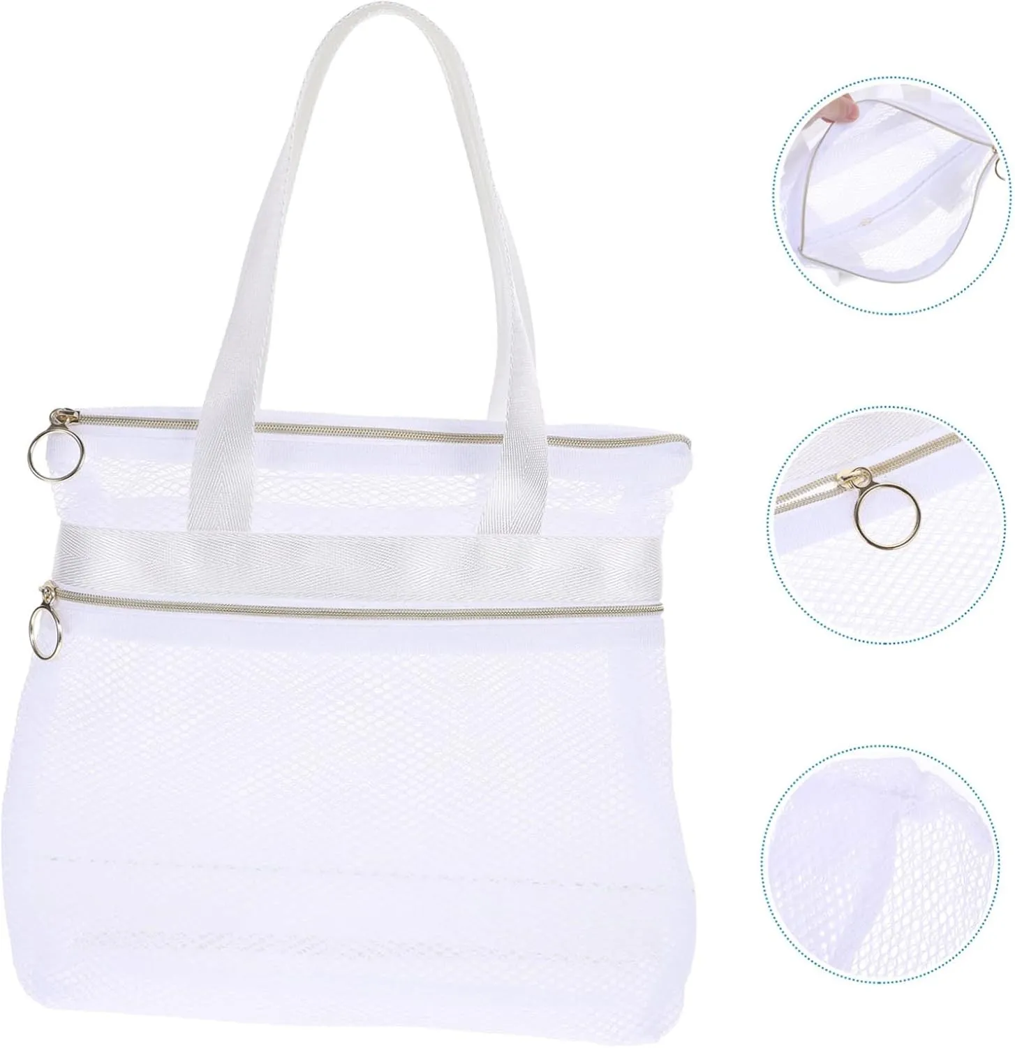 Travel Hanging Toiletry Bag Portable Mesh Beach Bag Large Capacity for Women Beach Reusable Tote