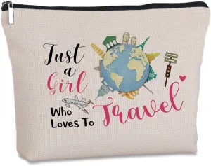 Travel Lover Gifts Zipper Makeup Bag - Travel Cosmetic Bag for Women, Best Friends, Sister - Unique Birthday Gifts
