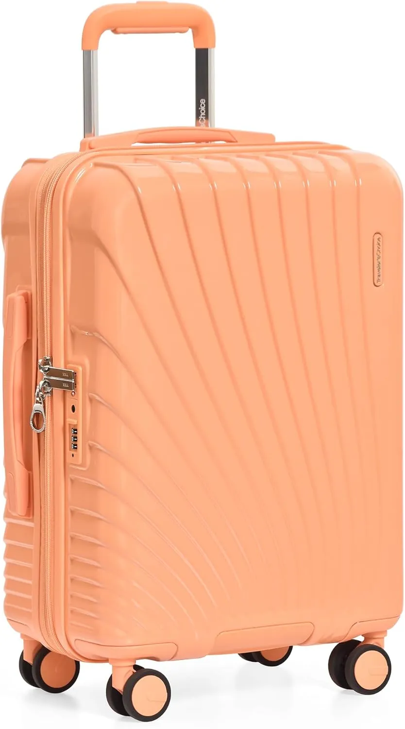 Traveler's Choice Phenom 3PC Polycarbonate Spinner Luggage Set, TSA Lock, Cheerful Tangerine