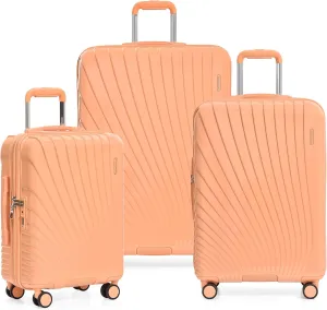 Traveler's Choice Phenom 3PC Polycarbonate Spinner Luggage Set, TSA Lock, Cheerful Tangerine