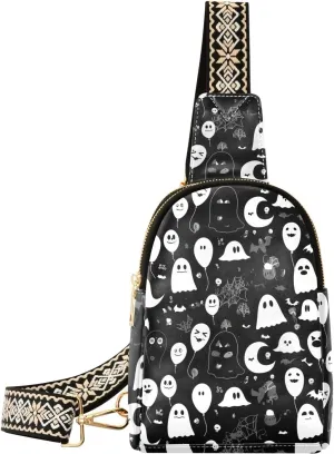 trendy Black and White Cartoon Halloween Unique Balloon bags for women leather crossbody fanny pack purse for hiking