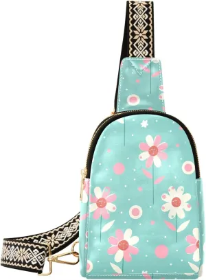 trendy Flowers crossbody fanny pack leather sling bags for women for travel