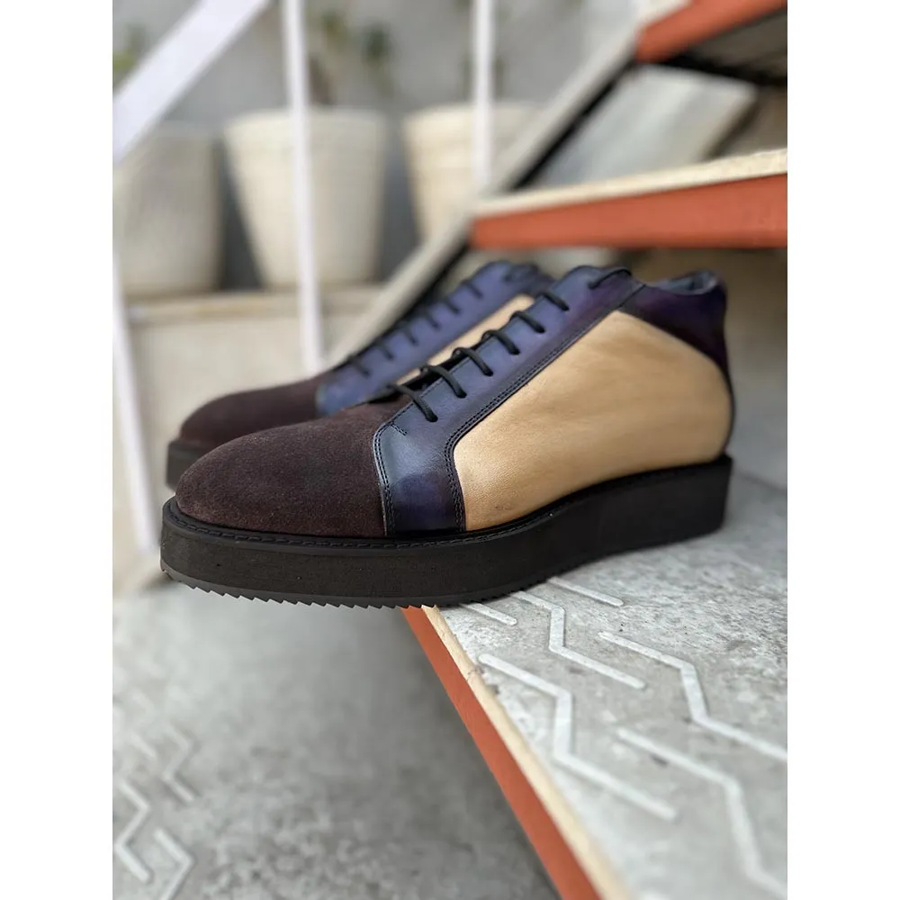 Tri Colour Mid Top Sneakers