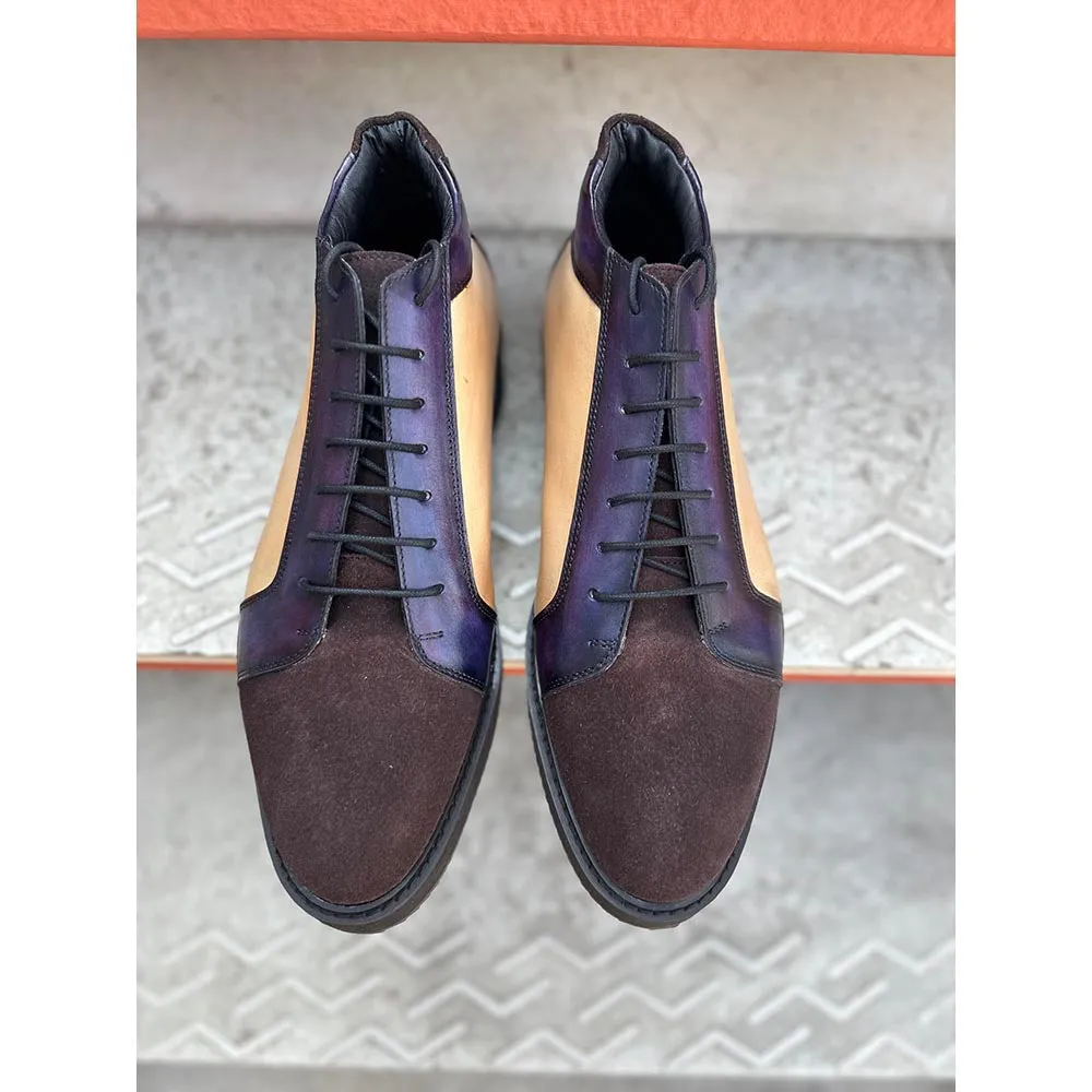 Tri Colour Mid Top Sneakers